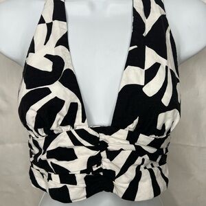 Zara Black and White Patterned Crop Top